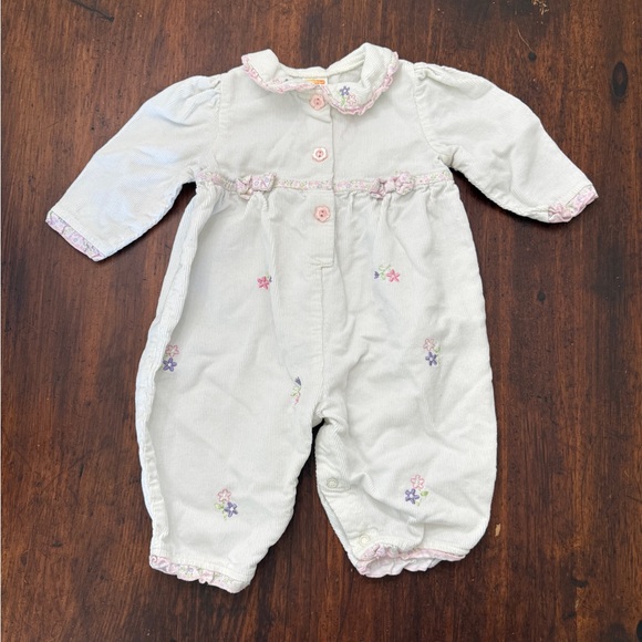 Fisher-Price Other - Vintage 90s Y2K Corduroy Floral Embroidered Romper Baby Size 6-9 Months